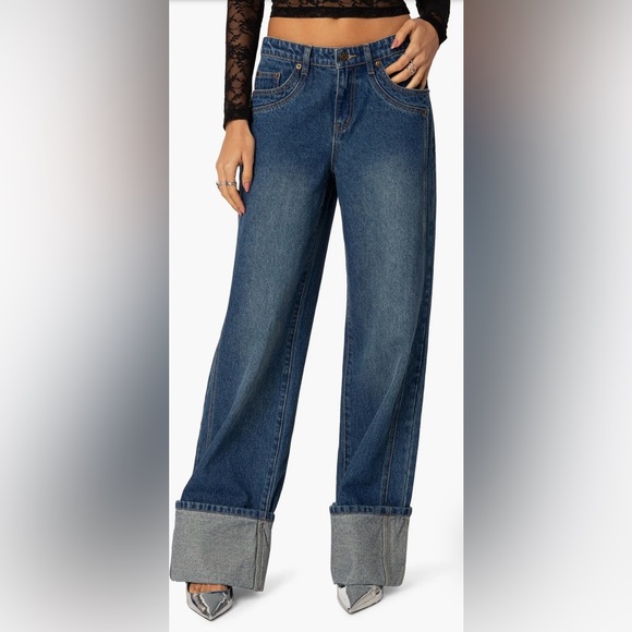 Edikted Denim - Edited wide leg wide cuff pant large
